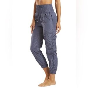 Free People movement The Way Home nylon high rise smocked Joggers purple grey
